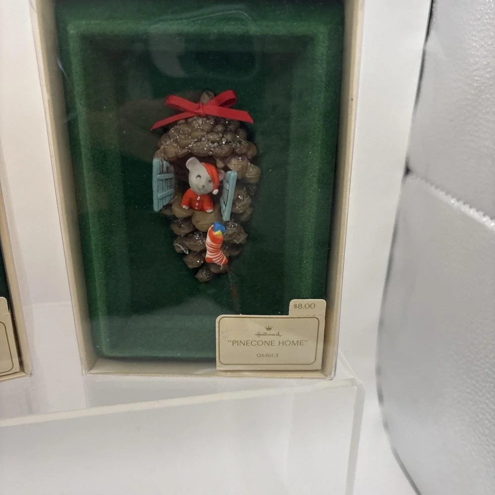Vtg~Hallmark Ornaments~Lot of 4~Elfin Artist/Ice Sculptor/Pinecone Home/Raccoon